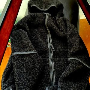 Black hooded Sherpa jacket so cute